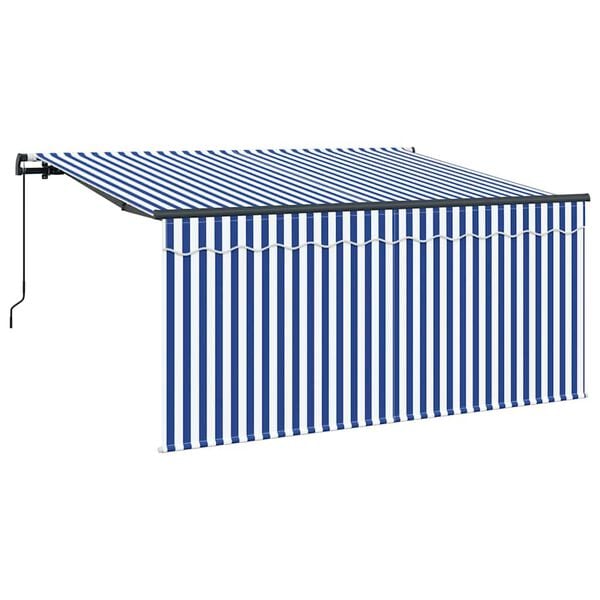 vidaXL Cortina Retractabilă Manual Albastru și Alb 300 x 200 cm