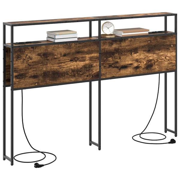 vidaXL Tăblie de depozitare cu raft Stejar afumat 160 cm Lemn compozit