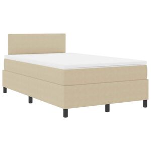 vidaXL Pat cu arcuri cu headboard Gri deschis și alb. 120 x 190 cm