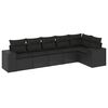 vidaXL Set mobilier de grădină cu perne, 6 piese, negru, poliratan