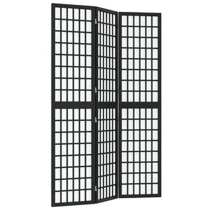 vidaXL Paravan pliabil cu 3 panouri, stil japonez, negru, 120x170 cm
