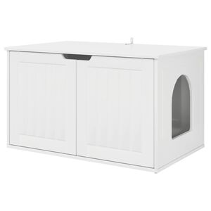 vidaXL Casa pentru pisici Alb Lucios 85 x 55 x 50,5 cm Lemn compozit
