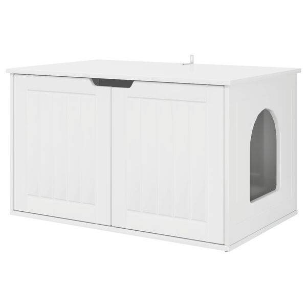 vidaXL Casa pentru pisici Alb Lucios 85 x 55 x 50,5 cm Lemn compozit
