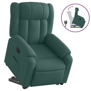 vidaXL Fotoliu rabatabil ridicare pe verticală, verde &icirc;nchis, textil