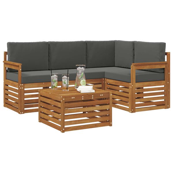 vidaXL Seturi de mobilier 5 pcs Natural și Antracit Lemn compozit