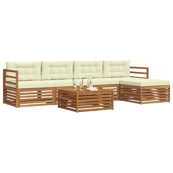 vidaXL Set de canapele de exterior cu pernă 6 pcs Natural și Crem