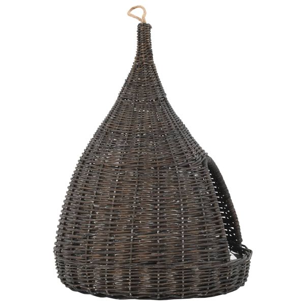 vidaXL Casă de pisici cu pernă, gri, 40x60 cm, salcie naturală, teepee