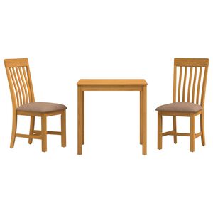 vidaXL Set de dining 3 buc. Gri Lemn de stejar masiv
