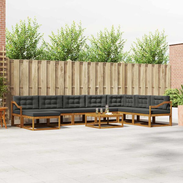 vidaXL Set de canapele de exterior cu pernă 9 pcs Natural și Antracit