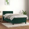 vidaXL Pat box spring cu saltea, verde &icirc;nchis, 80x200 cm, catifea