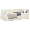 vidaXL Cadru de pat colțar cu saltea cu headboard 2 buc. Crem Catifea