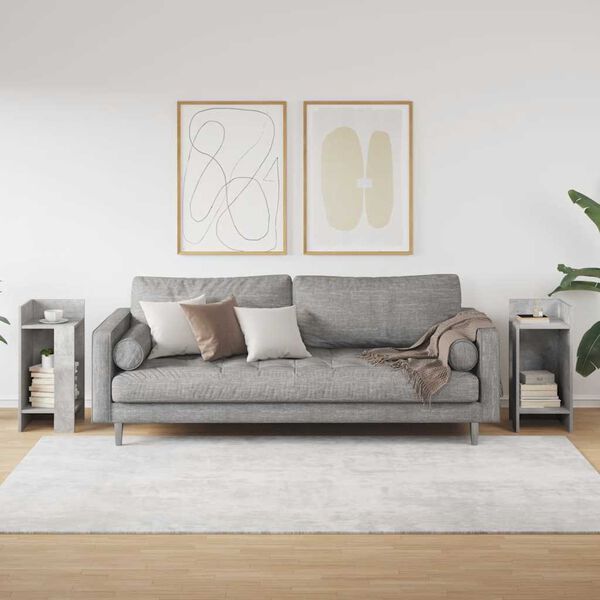 vidaXL Mese laterale 2 buc cu raft beton gri 25,5x27x60 cm