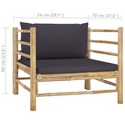 vidaXL Set mobilier de grădină cu perne gri închis, 12 piese, bambus