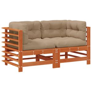 vidaXL Sofa de colț pentru grădină Lemn masiv de pin Maro Ceară