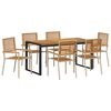 vidaXL Set de masă pentru grădină 7 pcs Bej și Maro poliratan