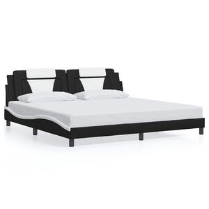vidaXL Cadru de pat Viana fără saltea negru și alb 200x200cm piele artificială