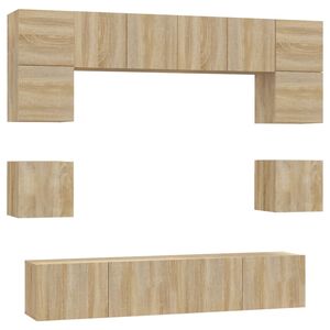 vidaXL Set dulap TV, 8 piese, stejar sonoma, lemn prelucrat