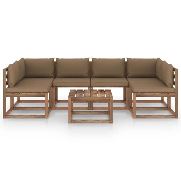 vidaXL Set mobilier de grădină cu perne, 7 piese, lemn de pin tratat