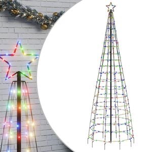 vidaXL Pom de Crăciun cu LED-uri cu v&acirc;rfuri 570 LED-uri colorate 300cm