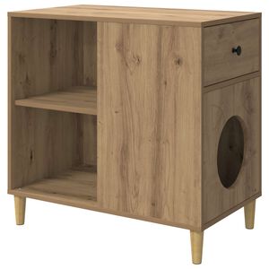 vidaXL Casa pentru pisici Stejar artizanal 72 x 42,5 x 70 cm