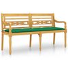 vidaXL Bancă Batavia cu pernă verde, 150 cm, lemn masiv de tec
