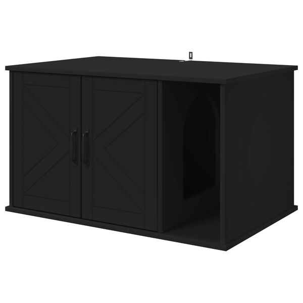 vidaXL Casa pentru pisici Negru 85 x 55 x 50 cm Lemn compozit