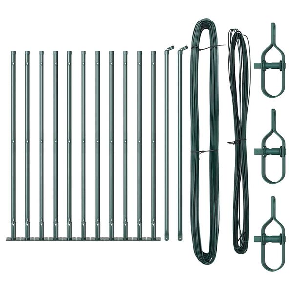 vidaXL Stâlpi de Gard Manual 13 pcs Verde Ø32mm 90 cm Oțel galvanizat