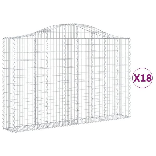 vidaXL Coșuri gabion arcuite 18 buc, 200x30x120/140cm, fier galvanizat