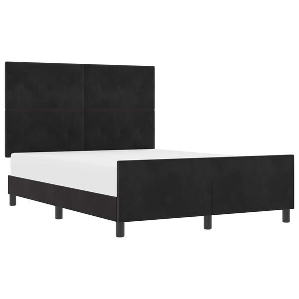 vidaXL Pat cu arcuri cu headboard Negru 140 x 200 cm Catifea