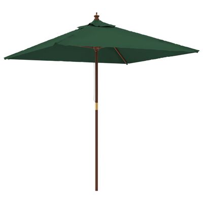 vidaXL Umbrelă soare de grădină stâlp din lemn verde 198x198x231 cm