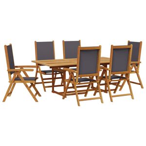vidaXL Set mobilier de grădină 7 piese textil antracit/lemn masiv