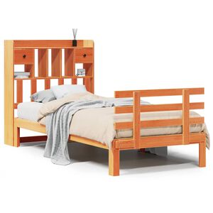 vidaXL Pat bibliotecă fără saltea maro ceruit 75x190 cm lemn masiv pin