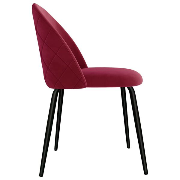 vidaXL Scaune de bucătărie, 2 buc., roșu vin, material textil