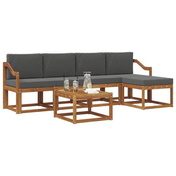 vidaXL Set de canapele de exterior cu pernă 6 pcs Natural și Antracit