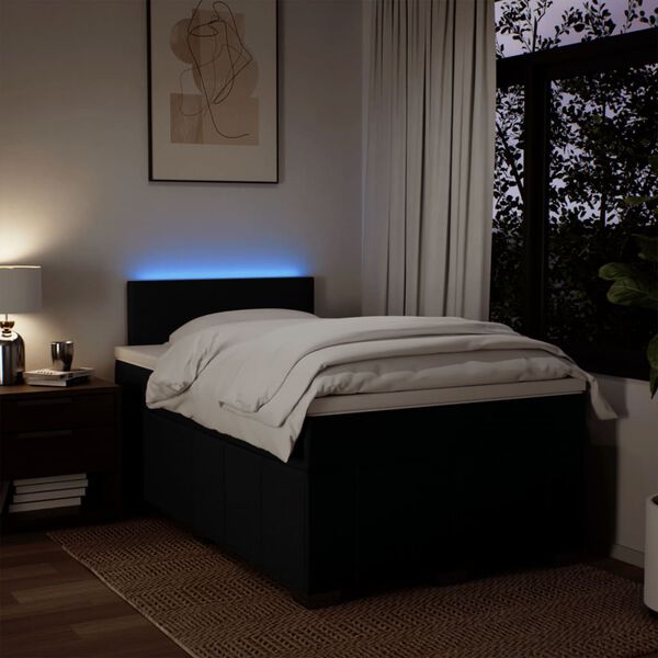 vidaXL Pat box spring cu saltea, negru, 120x190 cm, catifea