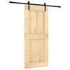 vidaXL Ușă glisantă Natural și Negru 90 x 210 cm Lemn de Pin Solid