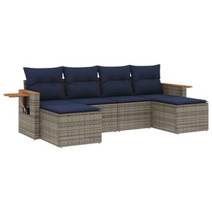 vidaXL Set canapele de grădină cu perne, 6 piese, gri, poliratan