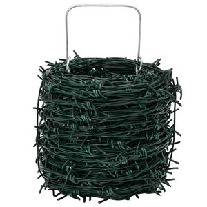 vidaXL S&acirc;rmă ghimpată Verde 50 m Oțel galvanizat prin imersie la cald