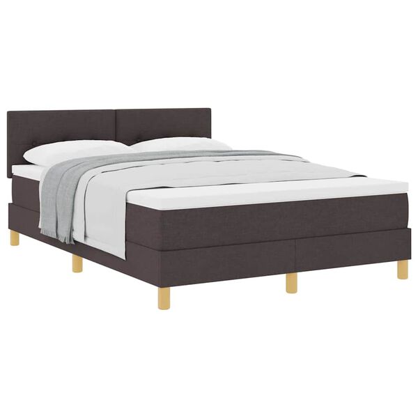 vidaXL Pat boxspring cu saltea Maro &icirc;nchis 160 x 200 cm țesătură