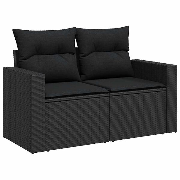vidaXL Set mobilier de grădină cu perne, 5 piese, negru, poliratan