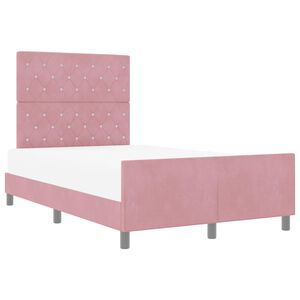 vidaXL Pat cu arcuri cu headboard Roz 120 x 200 cm Catifea