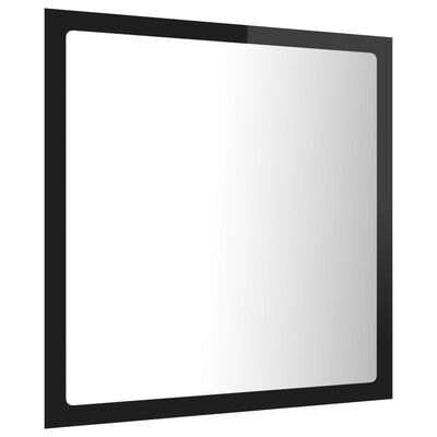 vidaXL Oglindă de baie cu LED, negru extralucios, 40x8,5x37 cm, acril