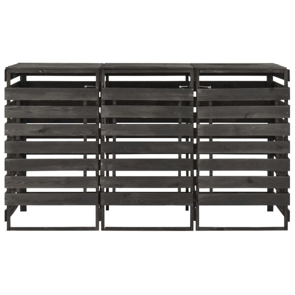 vidaXL Magazie de pubele triplă, 210x75x121 cm, lemn masiv pin vopsit