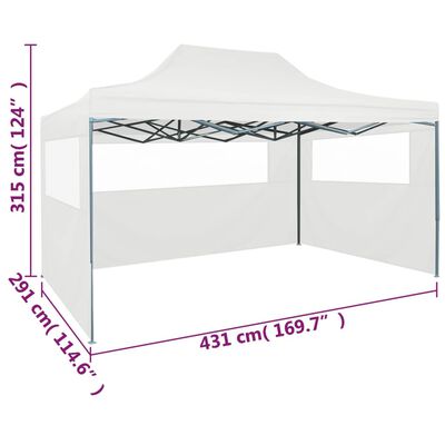 vidaXL Cort petrecere pliabil cu 3 pereți laterali, alb, 3 x 4,5 m