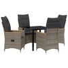 vidaXL Set de masă pentru grădină cu pernă 5 pcs Gri poliratan