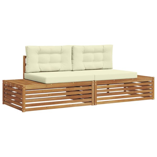 vidaXL Set de canapele de exterior cu pernă 2 Bucată Natural și Crem