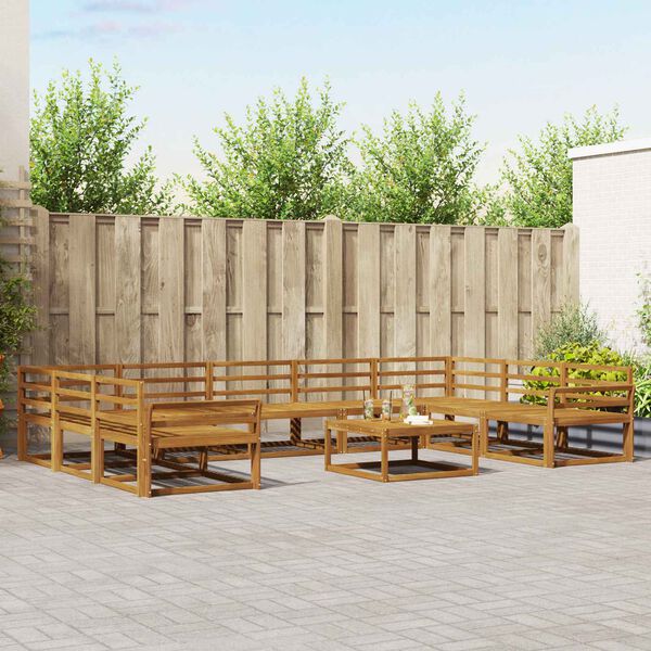 vidaXL Set de canapele de exterior 10 pcs natural Lemn Solid de Acacia