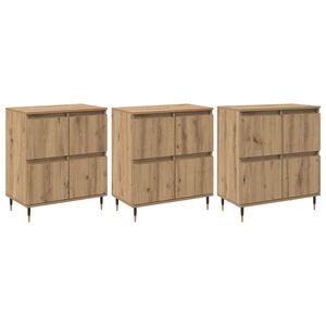 vidaXL Dulap de depozitare 3 pcs Stejar Artizanal 60 x 35 x 70 cm