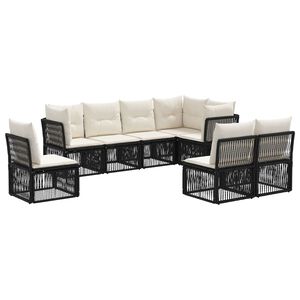 vidaXL Set de canapele pentru grădină 8 buc. Negru poliratan