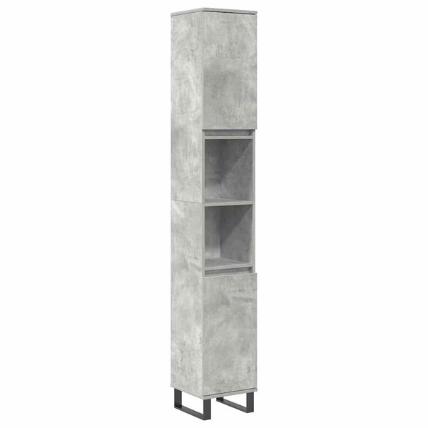 vidaXL Set mobilier de baie, 3 piese, gri beton, lemn compozit